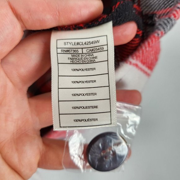 BB Dakota Shirt Jacket Womens XXL Red White Buffalo Plaid Steve Madden Shacket - Picture 7 of 11